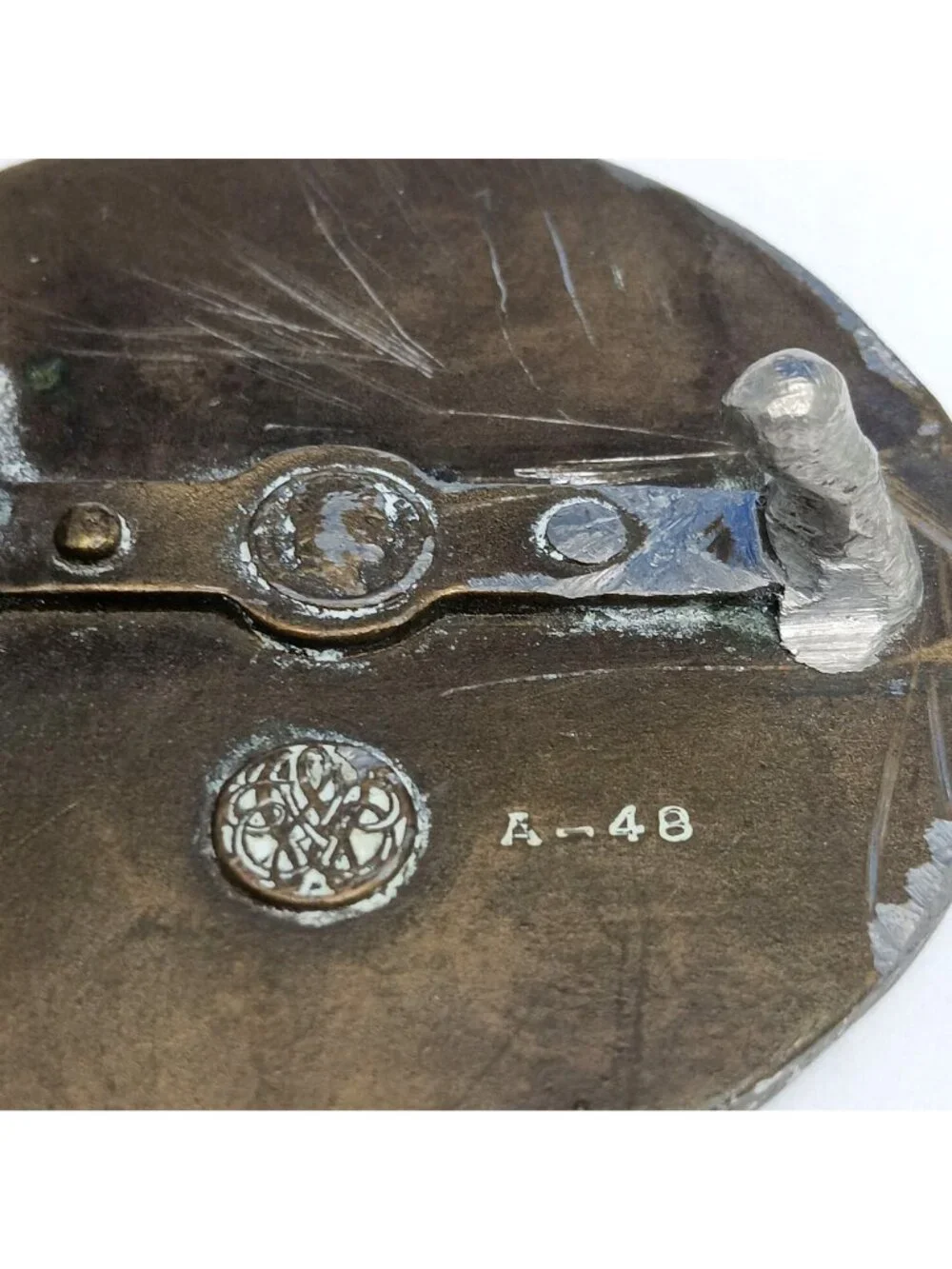 Vintage Round Brass Belt Buckle With Eagle In Flight Design A-48